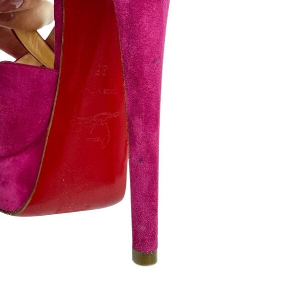 Christian Louboutin Suede Lady Corset Hot Pink 150 Pumps Size 6 - Picture 7 of 11
